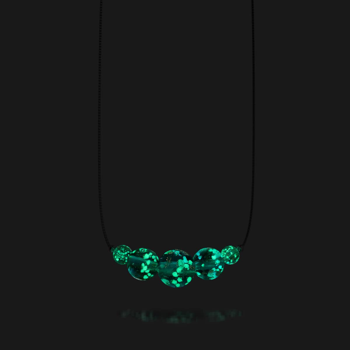 Obsidian | 925er Sterlingsilber | Halskette mit Glühwürmchen-Glas-Unendlichkeitsverschluss